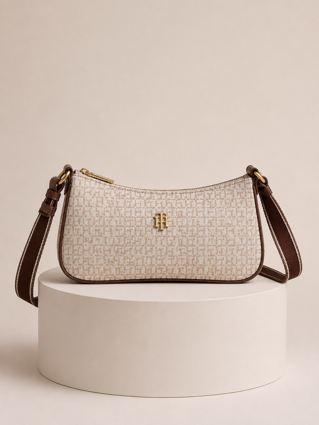 Cartera Tommy Hilfiger Shoulder Bag Monogram Beige